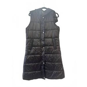 NEW PANACHE APPAREL women's hooded long quilted vest in black